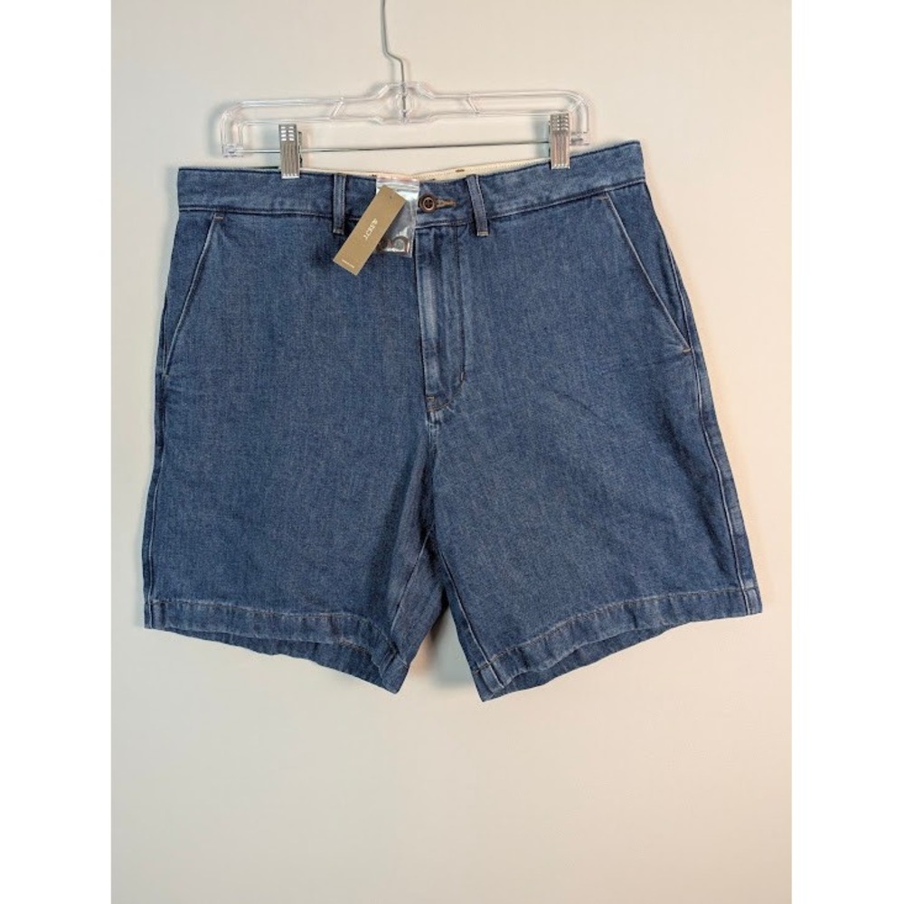 NWT J. Crew Cotton/Linen Denim Shorts Mens 33 (FITS 35) Relaxed 8" Inseam CJ357